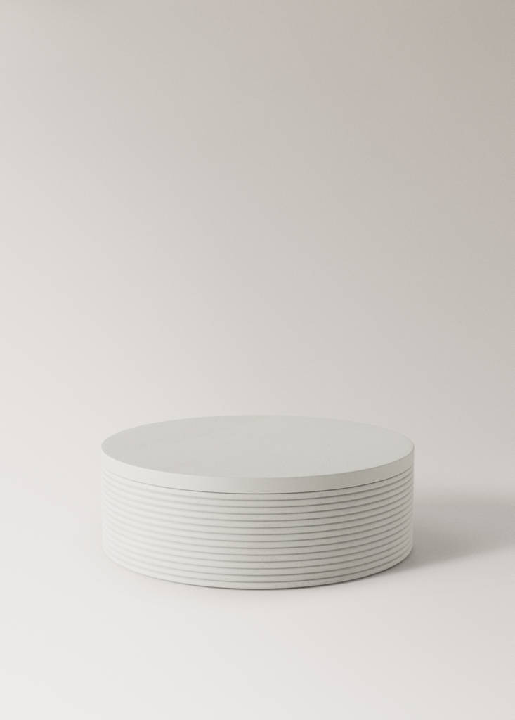 Medium round wooden box — White