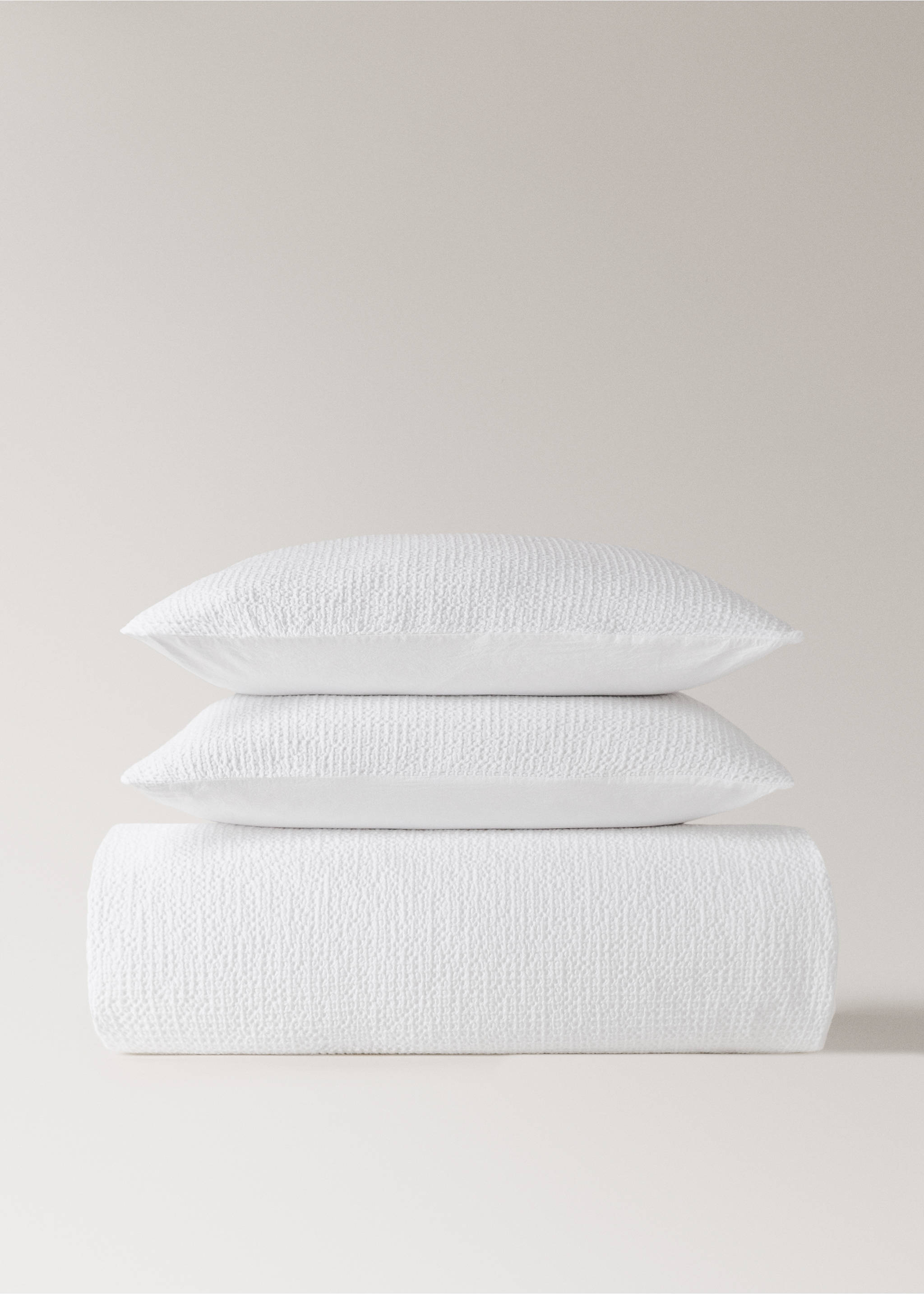 Bettbezug aus Baumwoll-Perkal mit Waffelstruktur für 135 cm Bett - Artikel ohne Model, Weiß. Ref: 27022907-00.