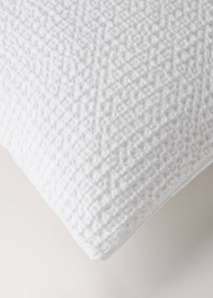 Percale cotton waffle duvet cover Queen bed — White