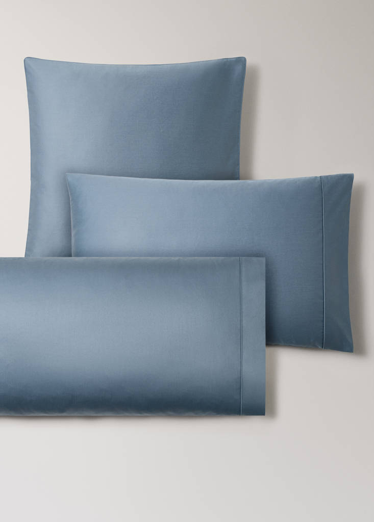 Two 600-thread cotton satin pillowcases 50x75 cm — Blue