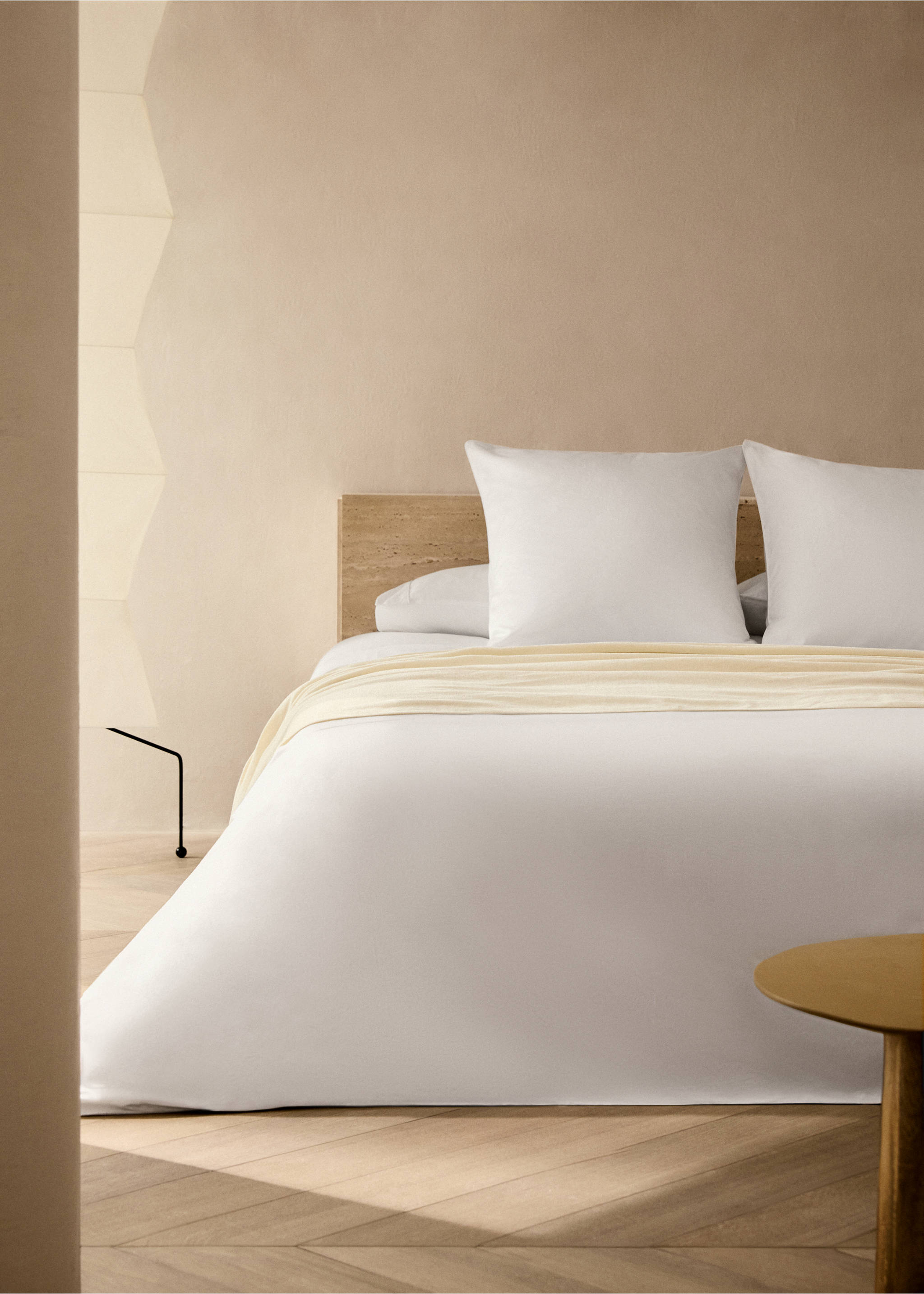 600 threads count satin cotton duvet cover King bed - General plane, White. Ref: 27022911-00.