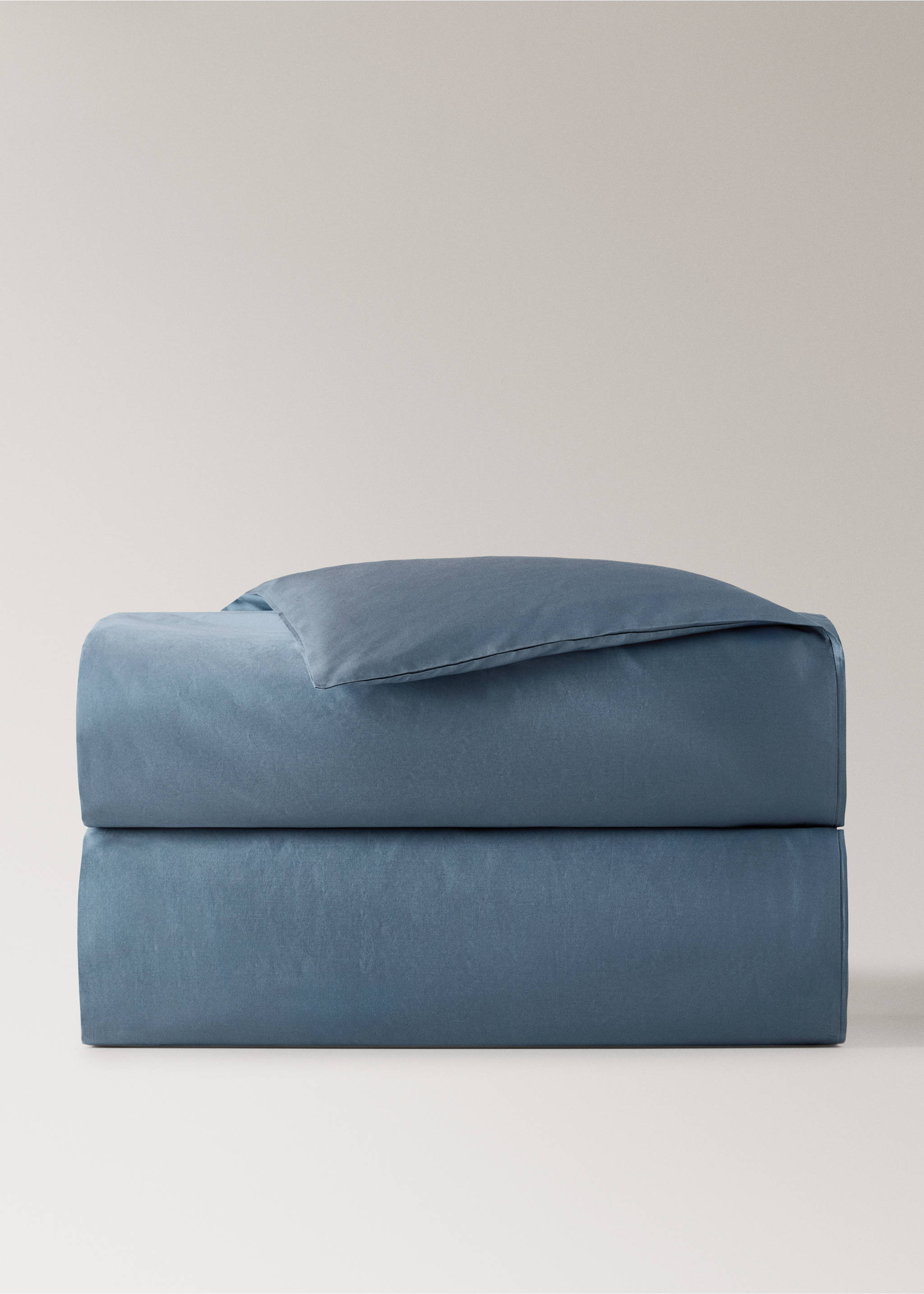 600 threads count satin cotton duvet cover King bed - Article without model, Blue. Ref: 27022911-00.