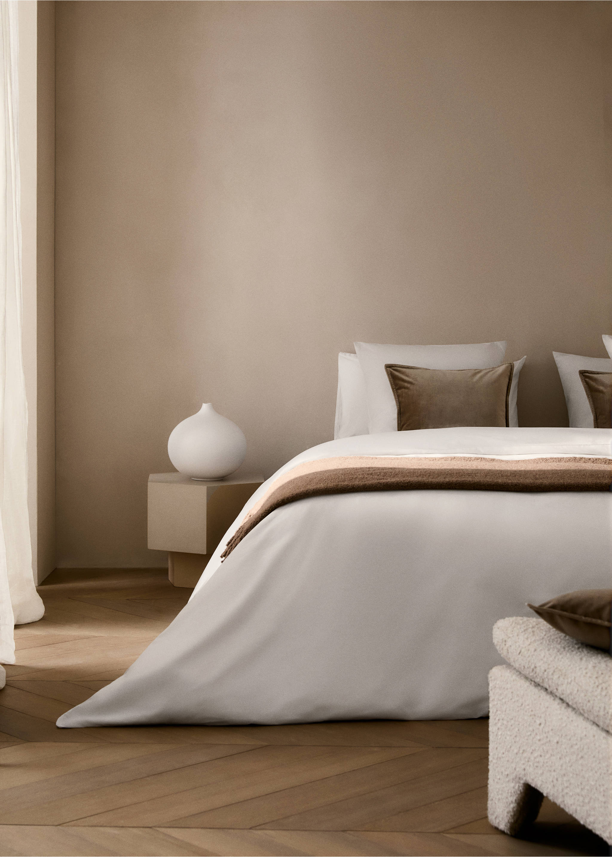 Percale cotton duvet cover Superking bed - General plane, White. Ref: 27022916-00.