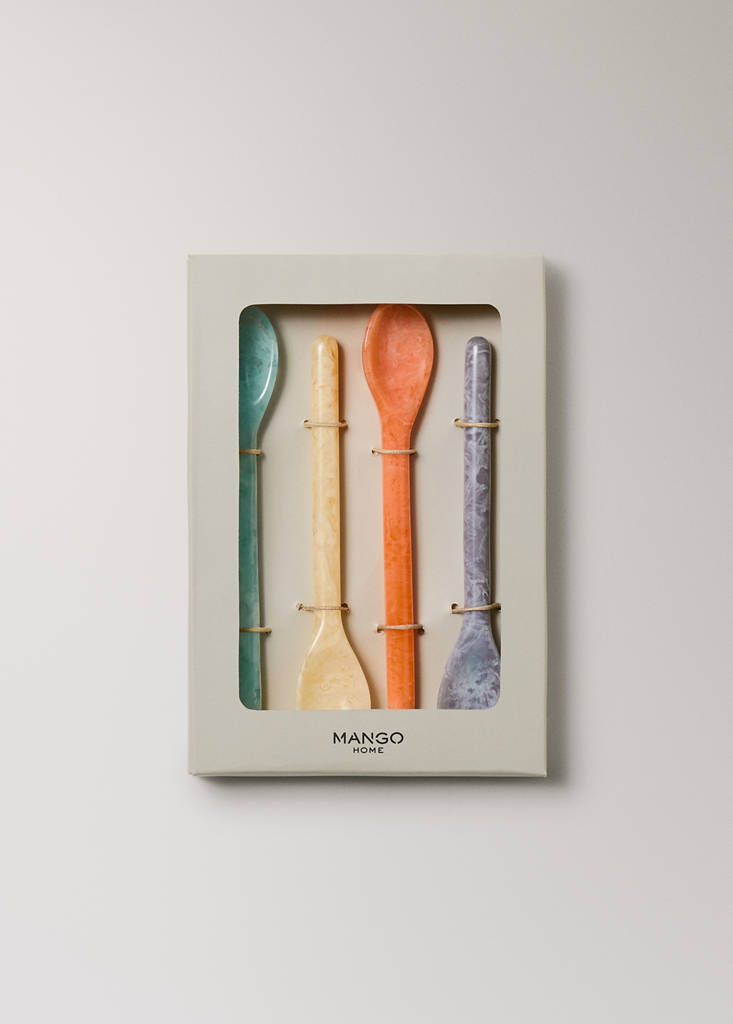 Pack of 4 resin dessert spoons — Orange