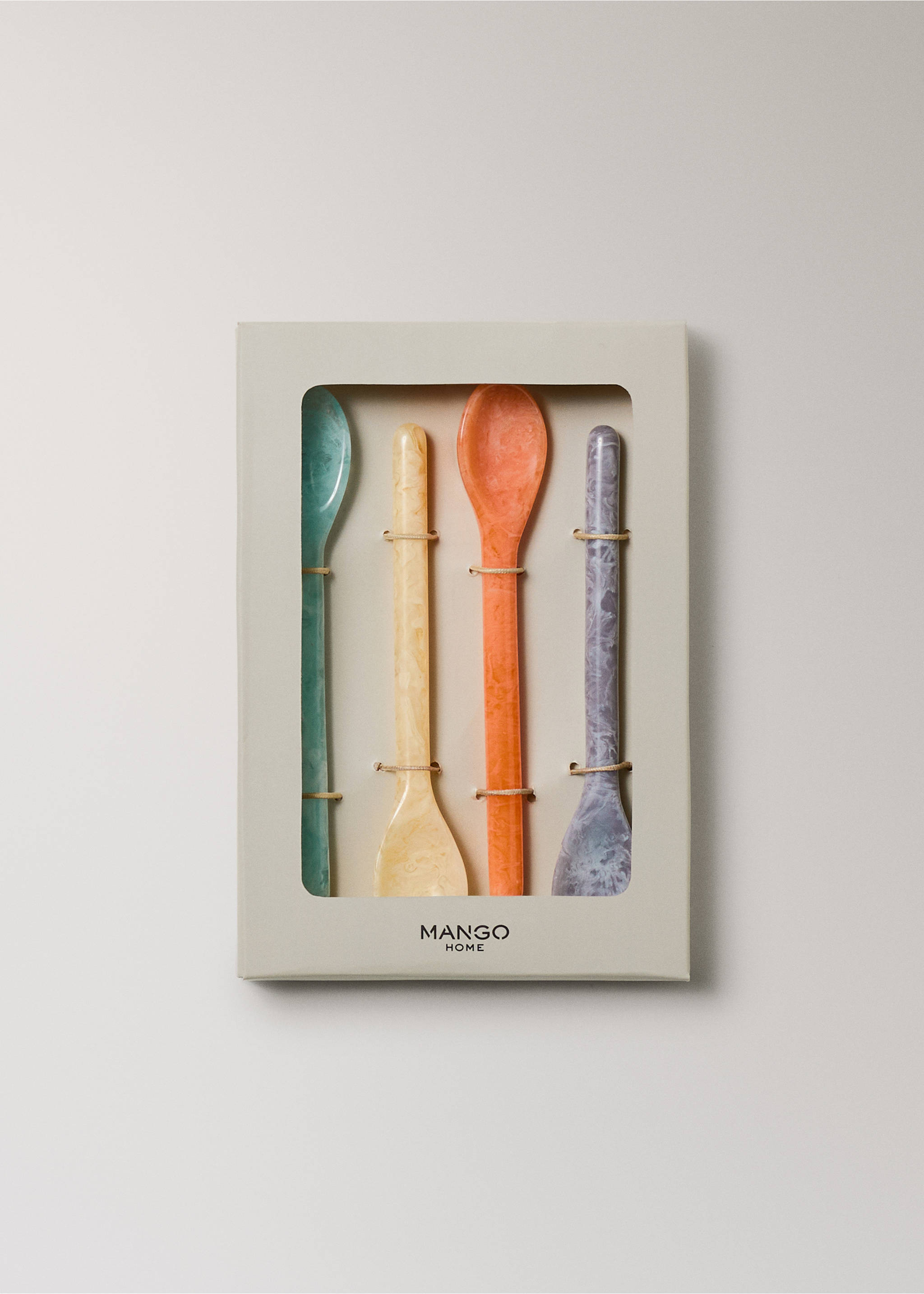 Pack of 4 resin dessert spoons - Details of the article 3, Orange. Ref: 27022921-00.