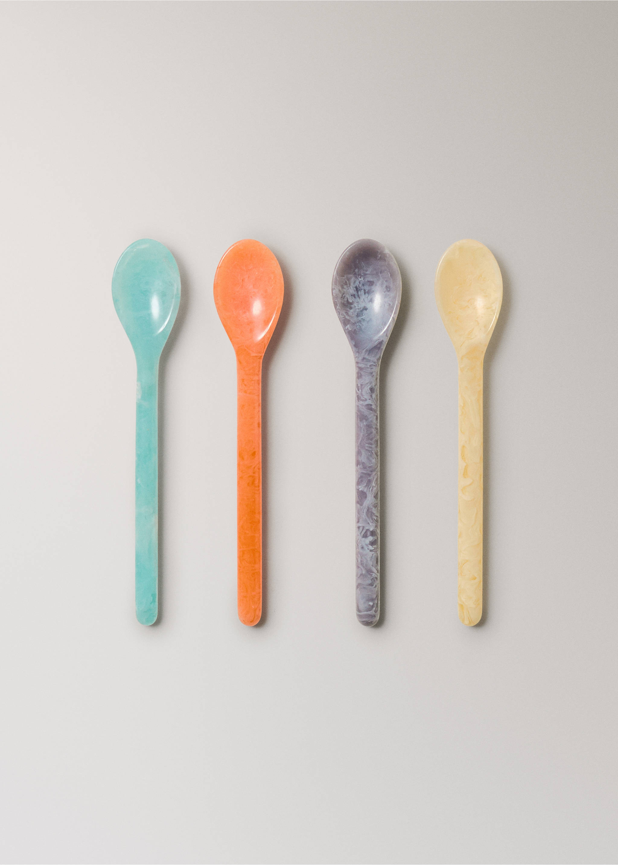 Pack of 4 resin dessert spoons - Article without model, Orange. Ref: 27022921-00.