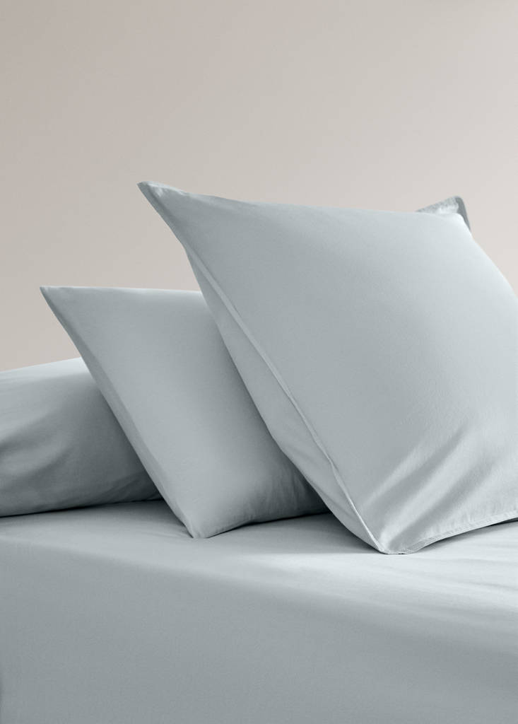 Two satin pillowcases with double topstitching 60x60 cm — Aqua Green