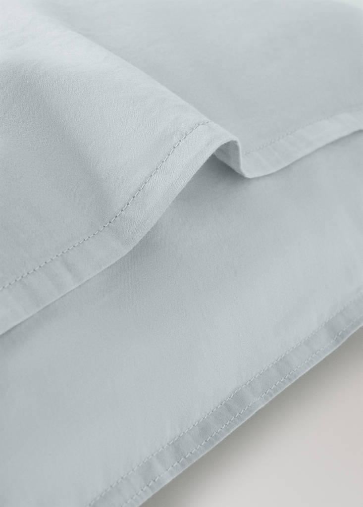 Two satin pillowcases with double topstitching 60x60 cm — Aqua Green