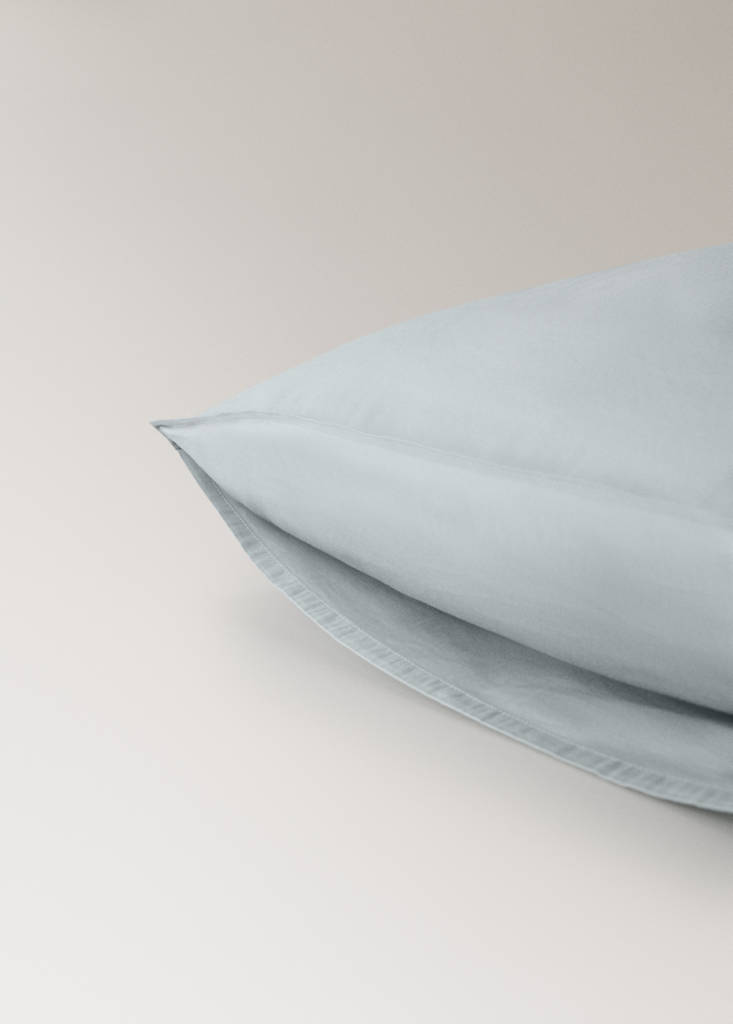Two satin pillowcases with double topstitching 60x60 cm — Aqua Green