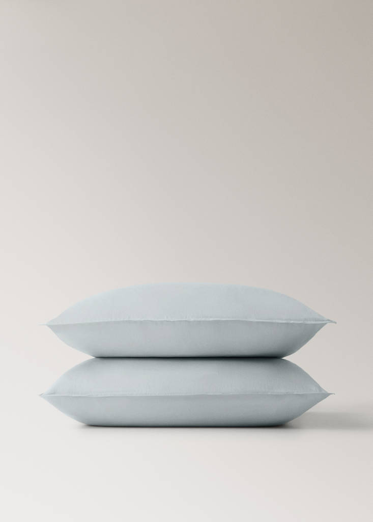 Two satin pillowcases with double topstitching 60x60 cm — Aqua Green