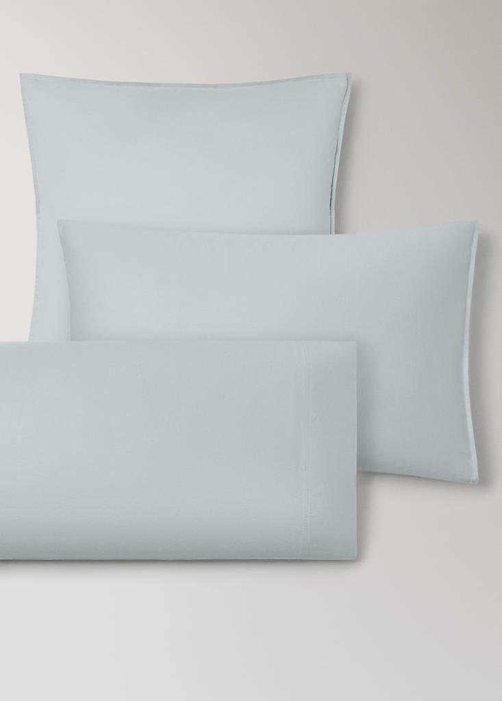 Two satin pillowcases with double topstitching 60x60 cm — Aqua Green
