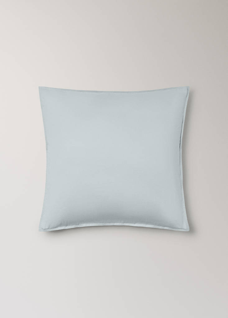 Two satin pillowcases with double topstitching 60x60 cm — Aqua Green