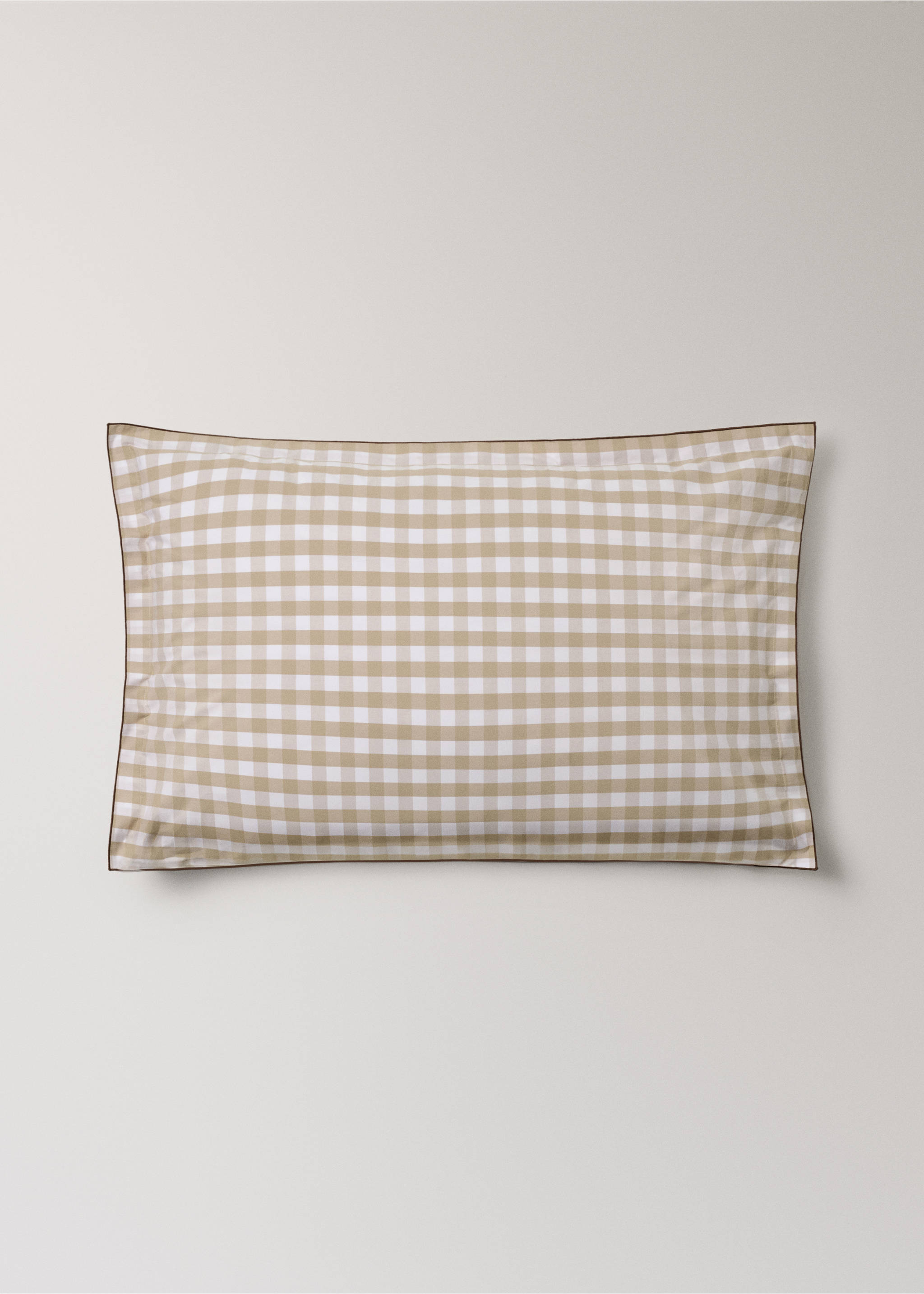 Kopfkissenbezüge aus Baumwoll-Perkal mit Vichy-Karomuster, 50 x 75 cm - Artikel ohne Model, Tobacco-Braun. Ref: 27022935-00.