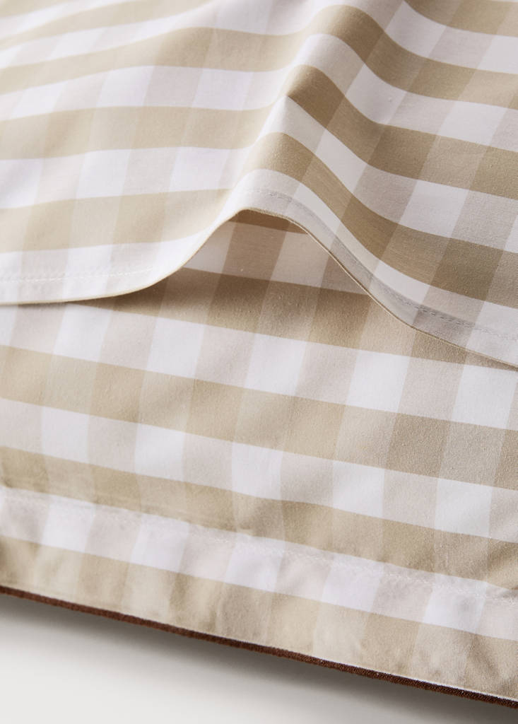 Vichy check cotton percale pillowcases 50x75 cm — Tobacco Brown
