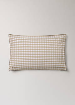 Vichy check cotton percale pillowcases 50x75 cm — Tobacco Brown 5