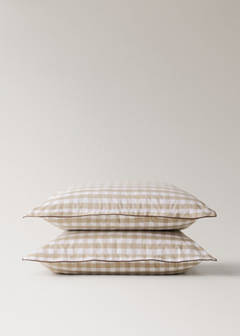 Vichy check cotton percale pillowcases 60x60 cm — Tobacco Brown 4