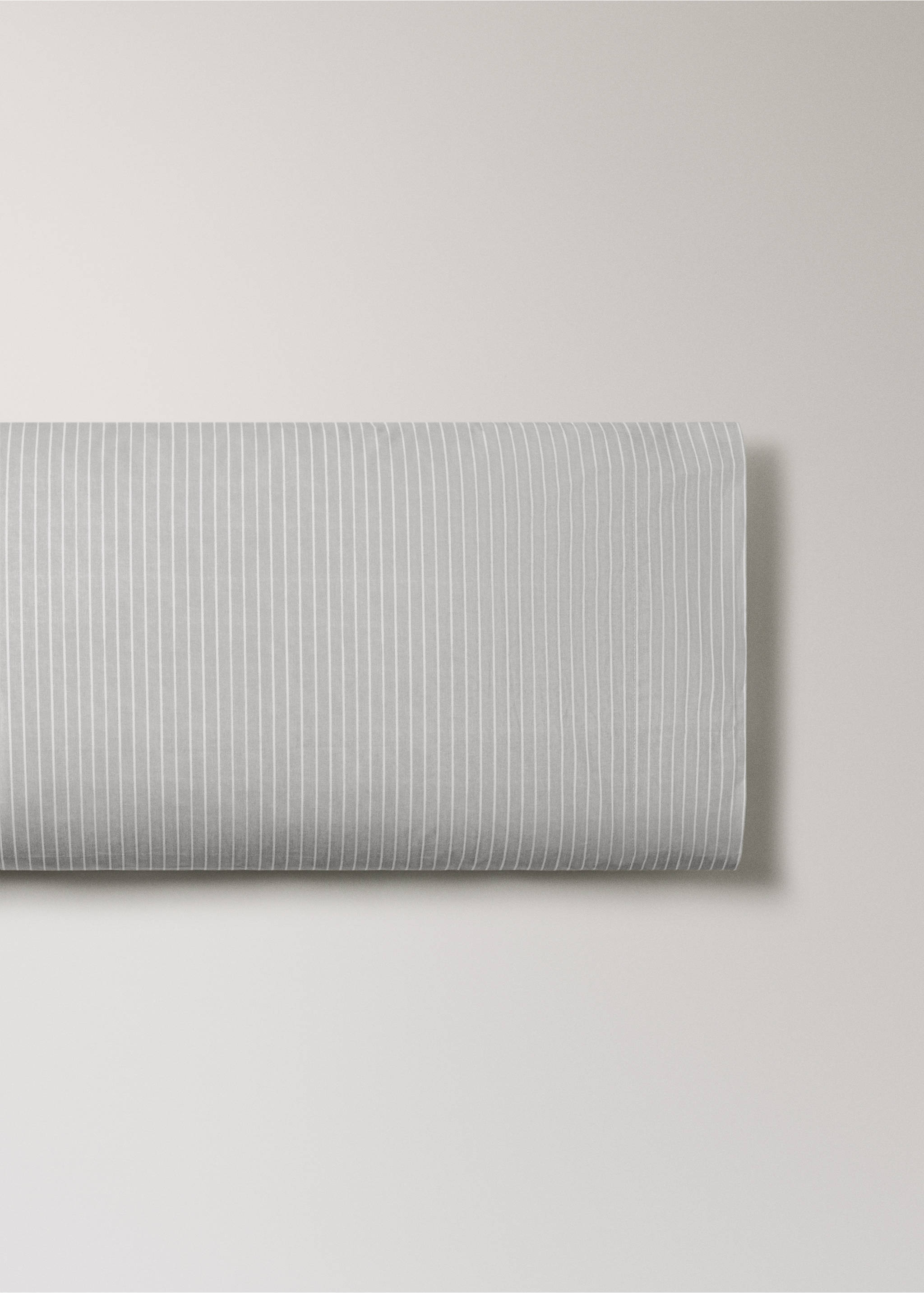 Percale cotton striped pillowcase 45x110cm - Article without model, Light/Pastel Grey. Ref: 27022937-00.