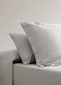 Two cotton percale striped pillowcases 50x75 cm — Light/Pastel Grey 1