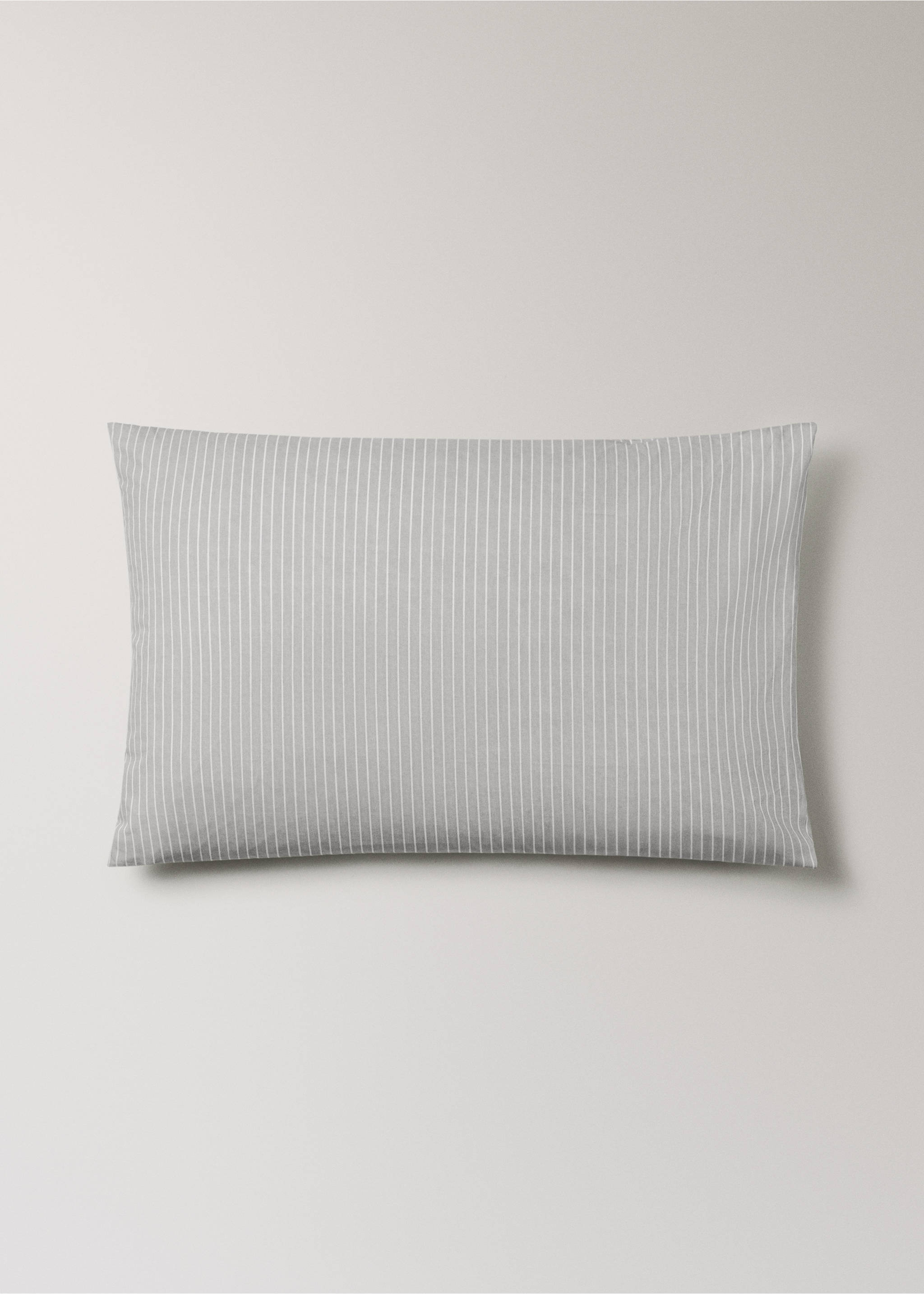 Two cotton percale striped pillowcases 50x75 cm - Article without model, Light/Pastel Grey. Ref: 27022938-00.