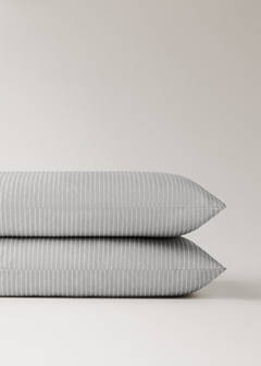 Two cotton percale striped pillowcases 50x75 cm — Light/Pastel Grey 4