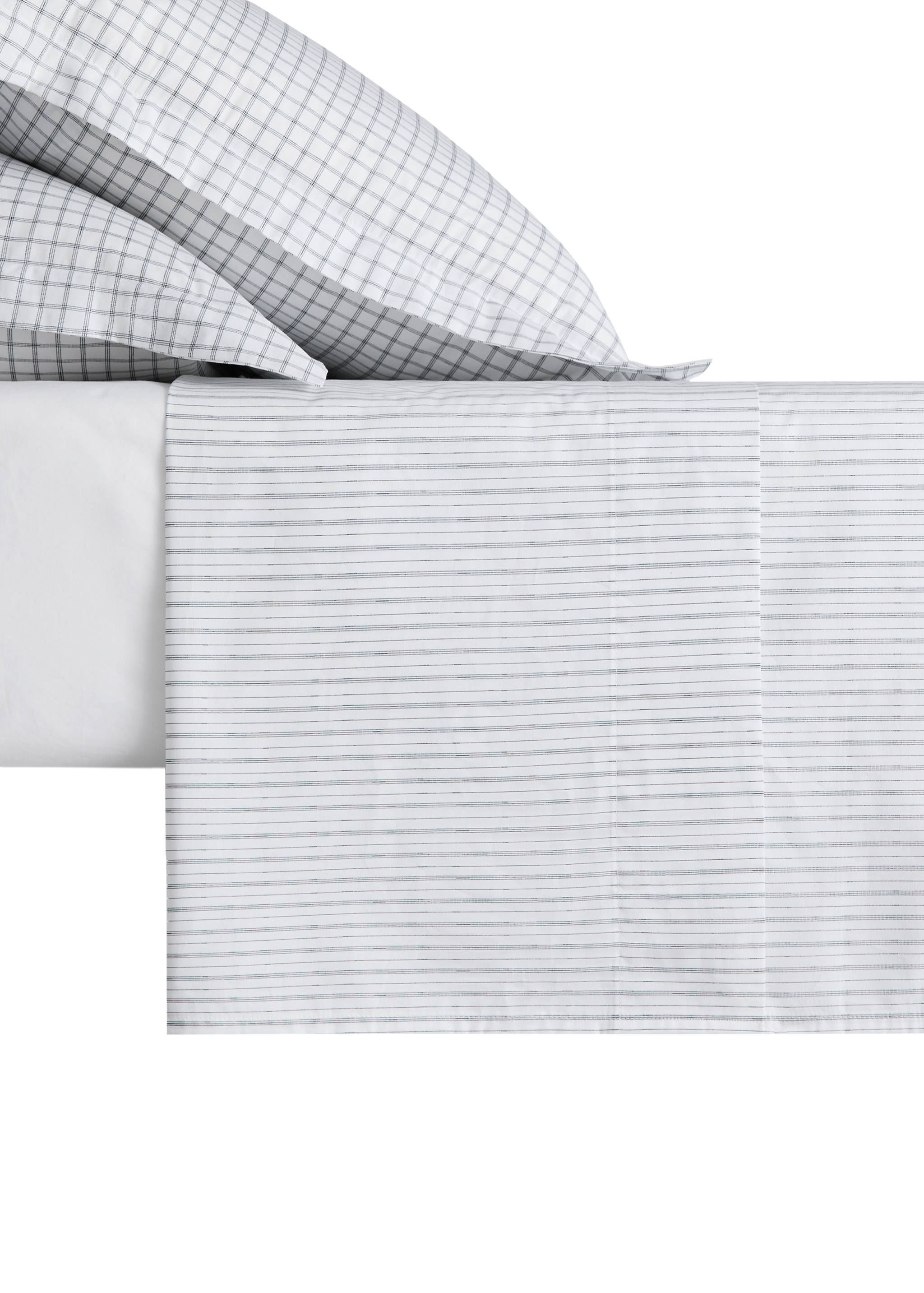 Percale striped top sheet Bed 180/200 cm - Panoramic plane