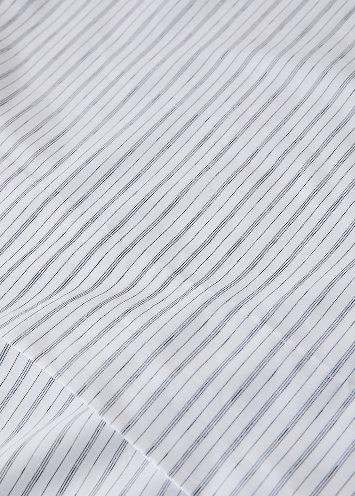Percale striped top sheet Bed 180/200 cm — Grey