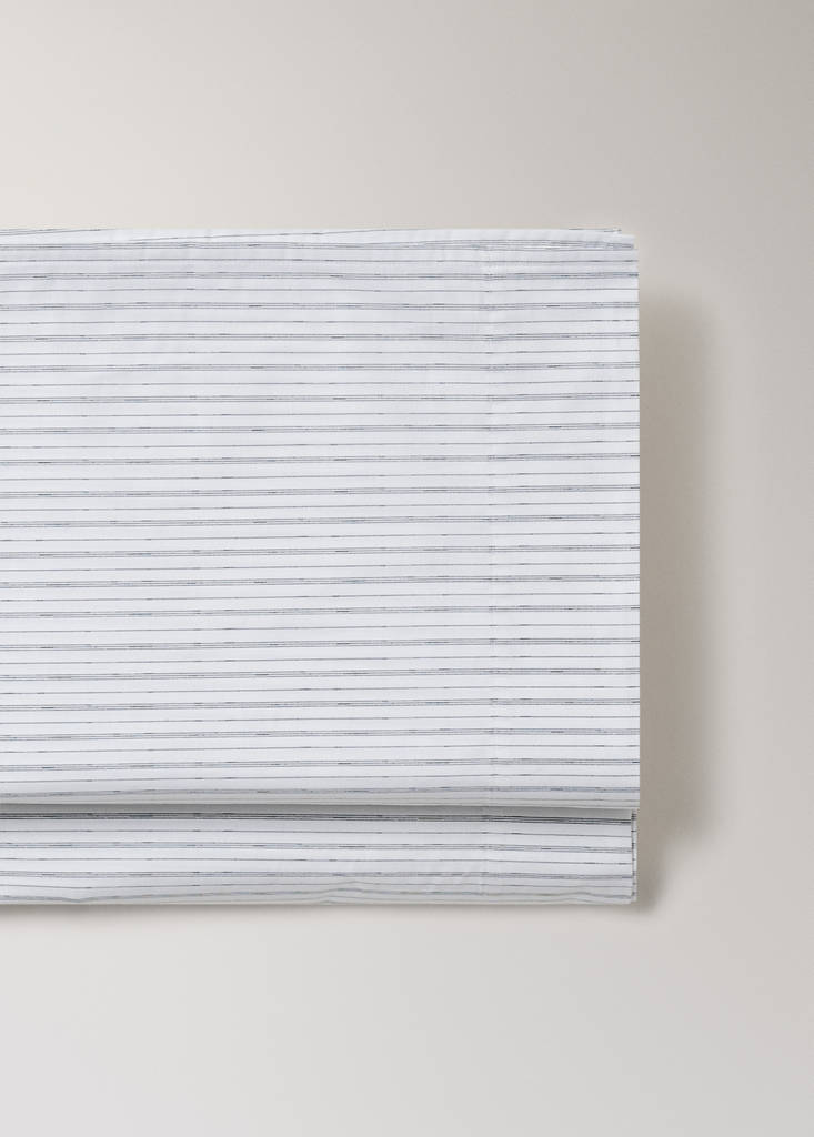 Percale striped top sheet Bed 180/200 cm — Grey