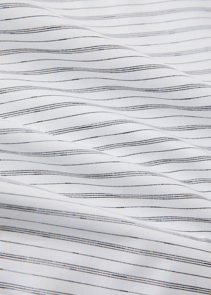 Percale striped top sheet Bed 180/200 cm — Grey