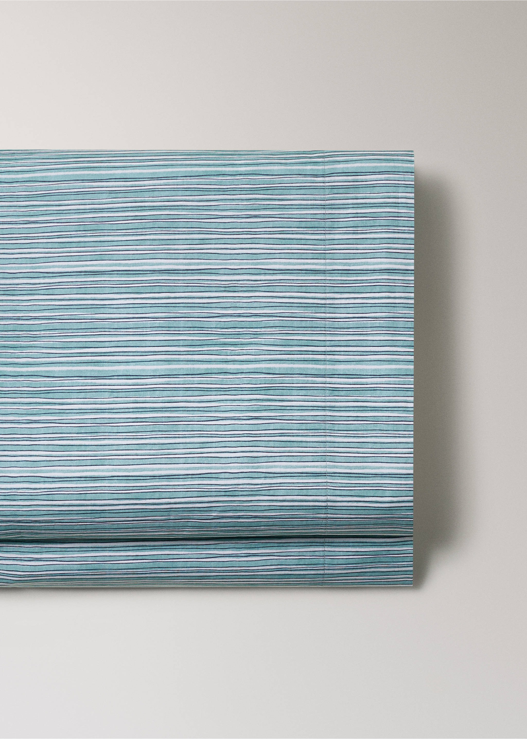 Top sheet with irregular fine stripe pattern 135/140 cm - Details of the article 2, Aqua Green. Ref: 27022957-00.
