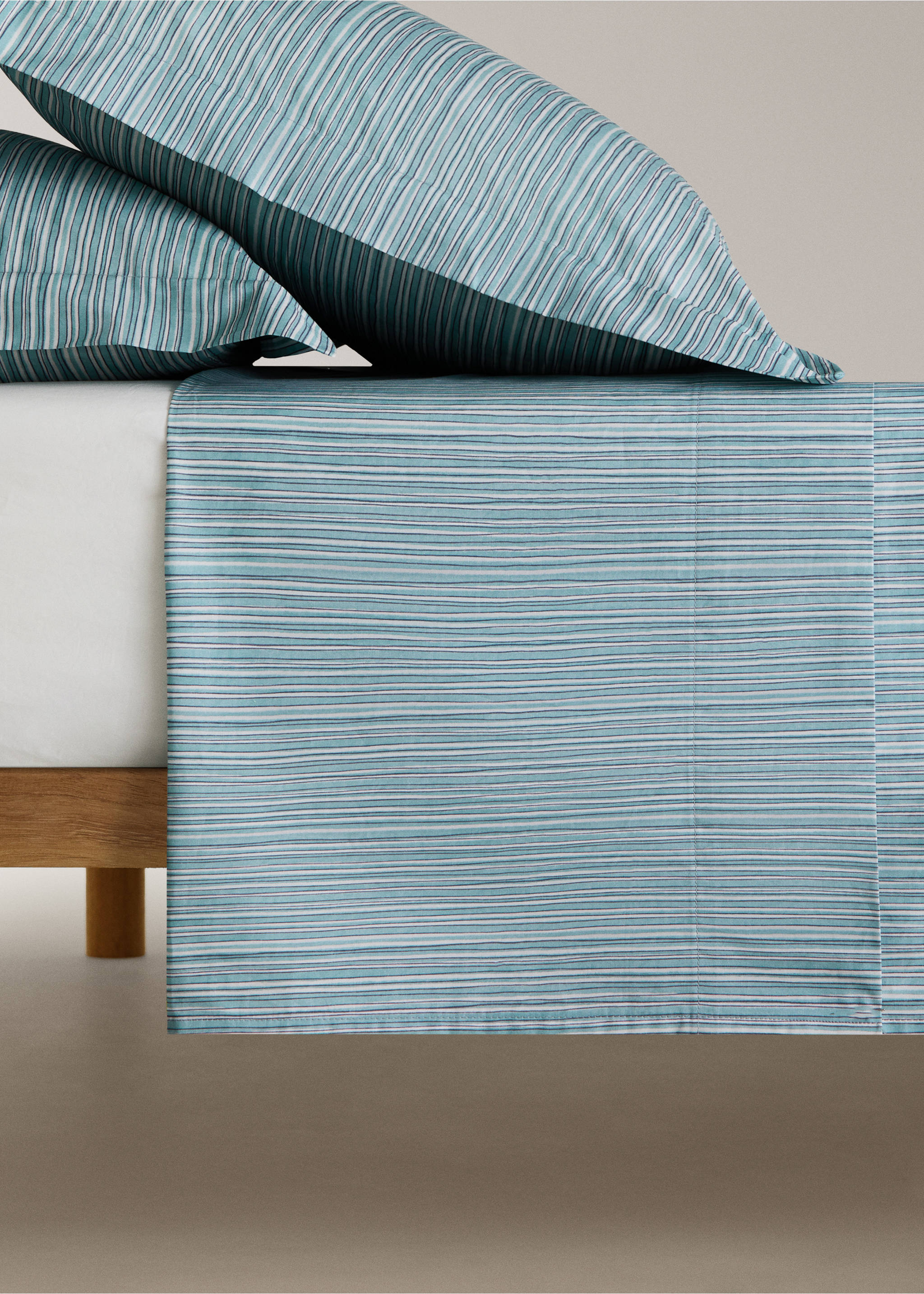 Top sheet with irregular fine stripe pattern 150/160 cm - Article without model, Aqua Green. Ref: 27022958-00.