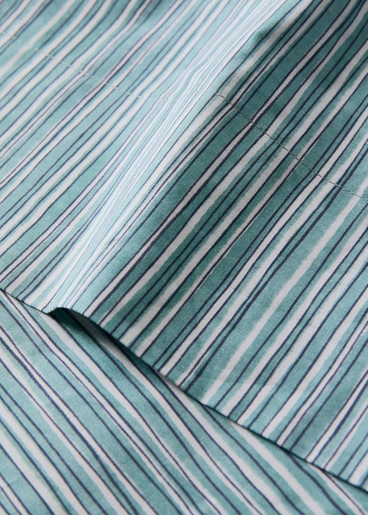Top sheet with irregular fine stripe pattern 180/200 cm — Aqua Green