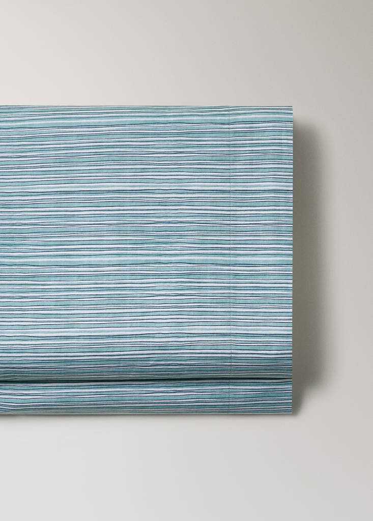 Top sheet with irregular fine stripe pattern 180/200 cm — Aqua Green