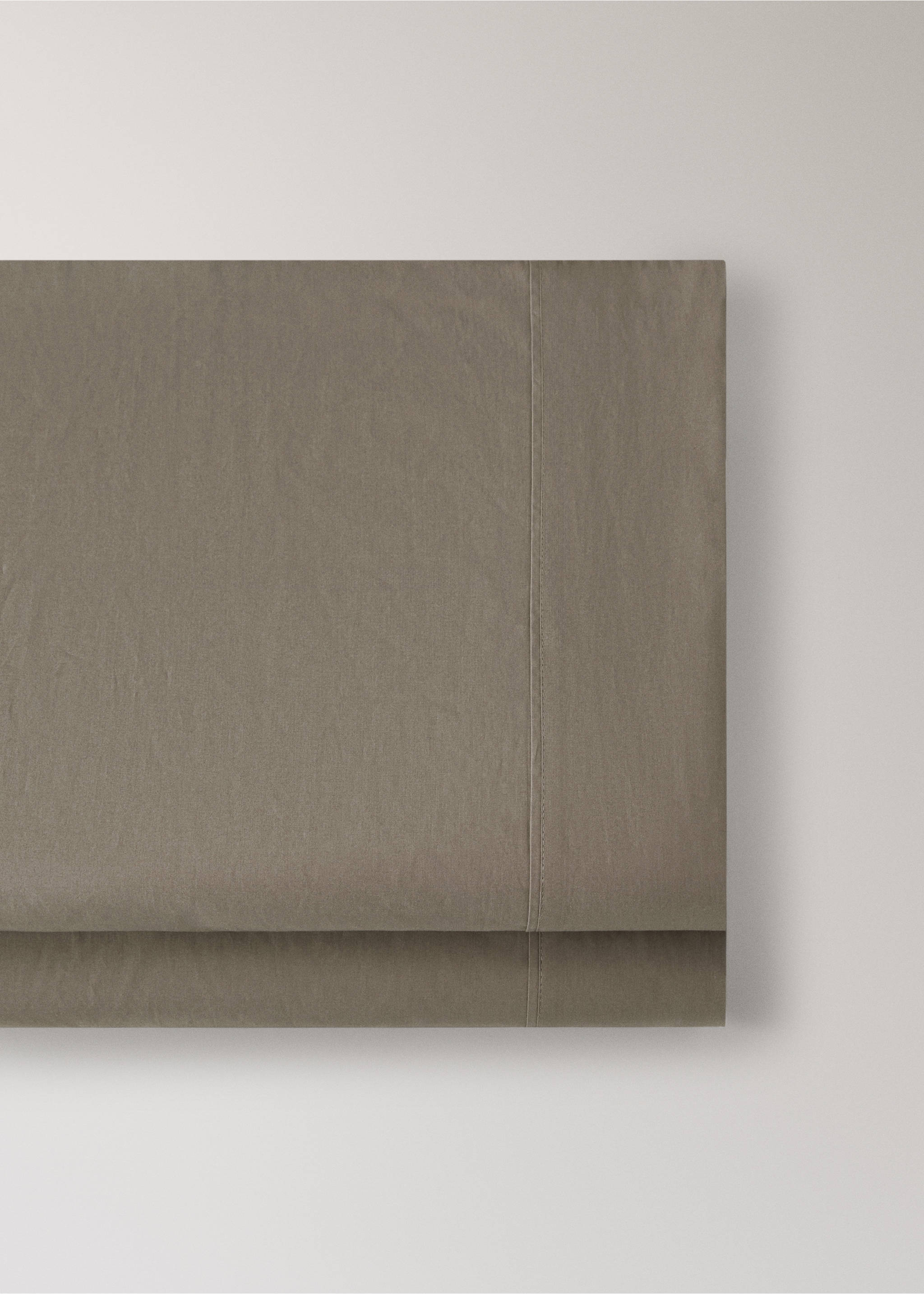 300-thread count percale cotton top sheet for 135/140 cm bed - Details of the article 3, Coffee. Ref: 27022966-00.