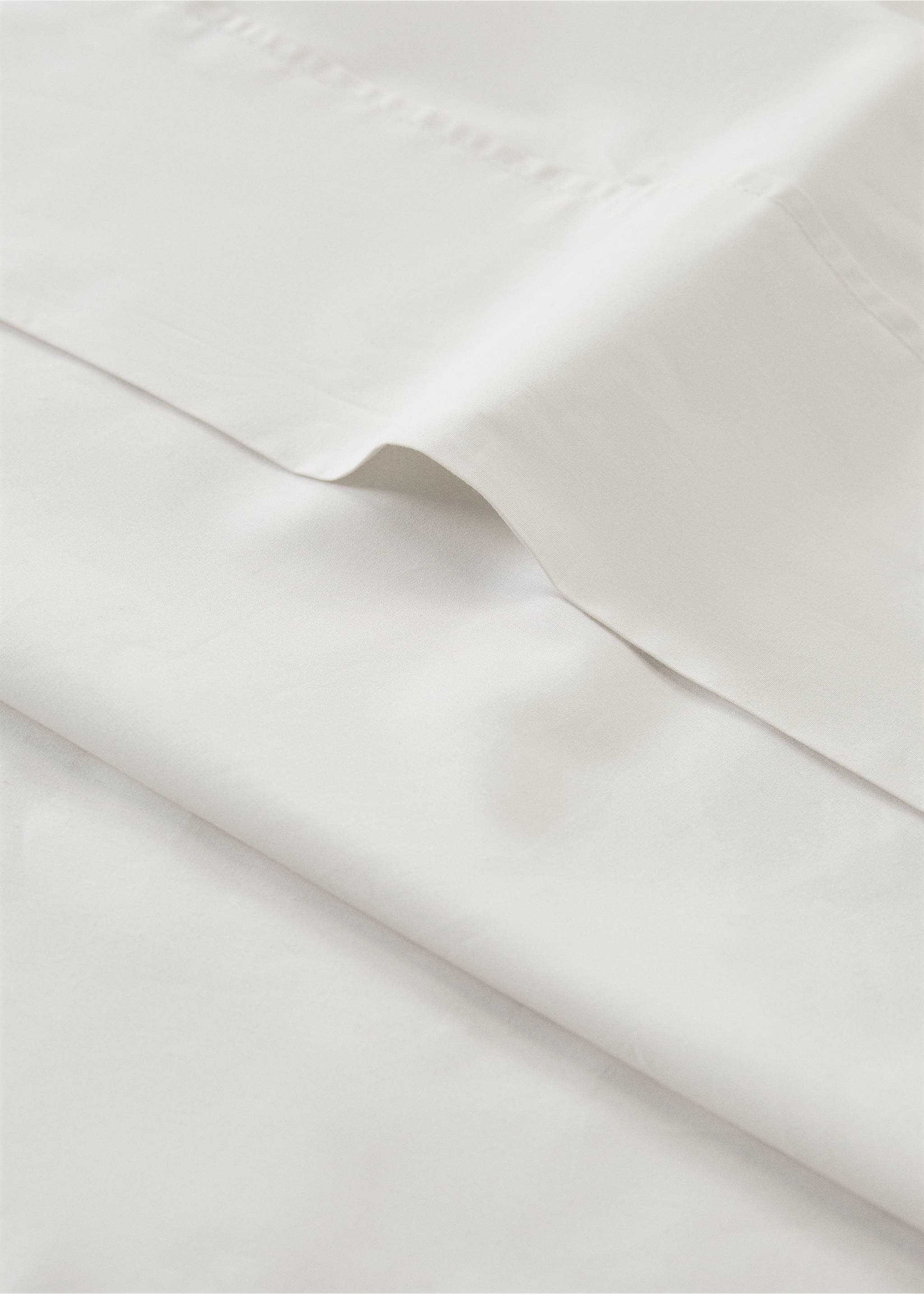 Lençol de cima de percal 300 fios (cama 180/200 cm) - Pormenor do artigo 2, Branco-marfim. Ref: 27022968-00.