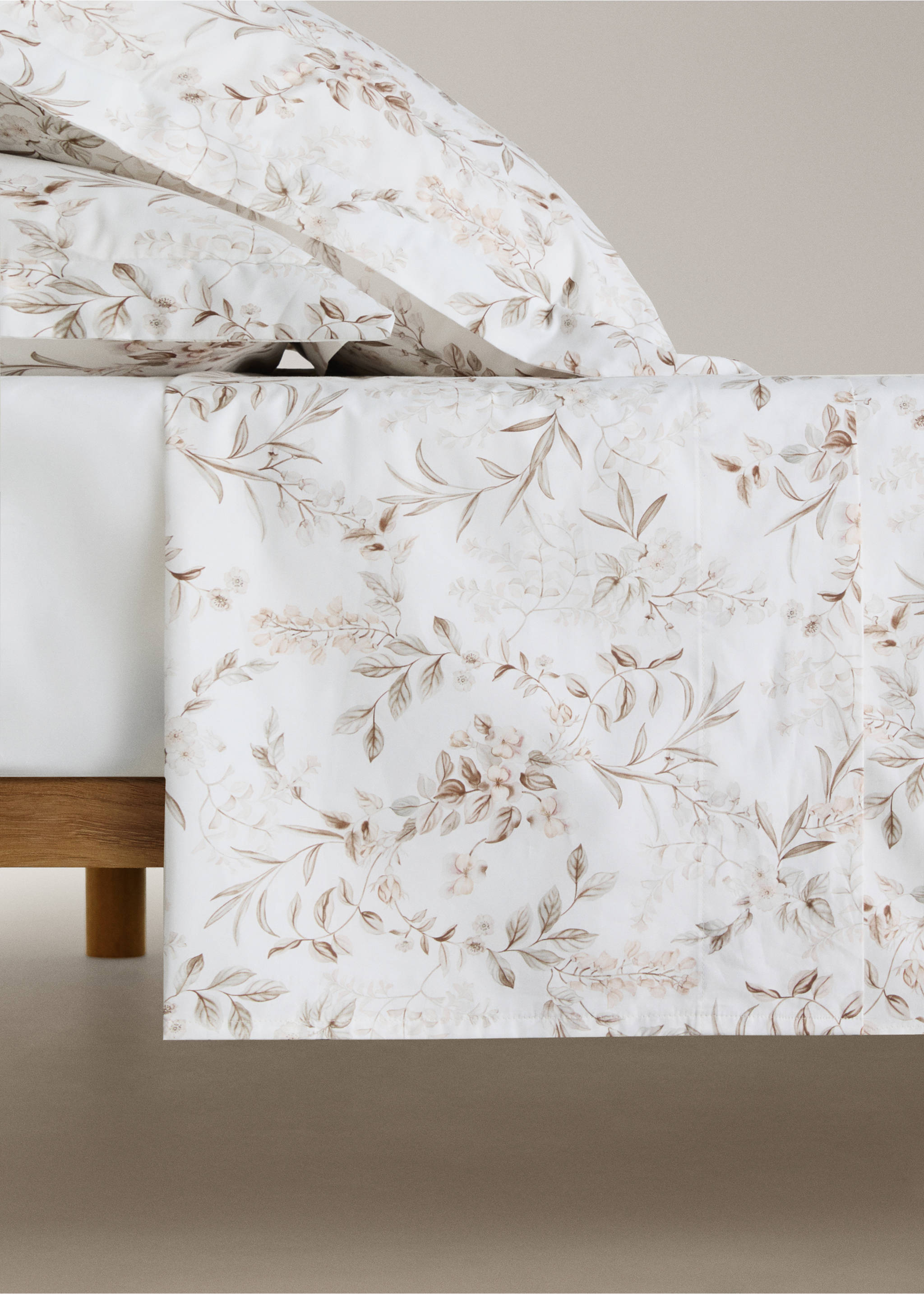 Garden floral print top sheet Bed 180/200 cm - Article without model, Peach. Ref: 27022969-00.