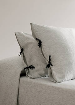 Two cotton-linen pillowcases with tie closures 50x75 cm — Grey 1