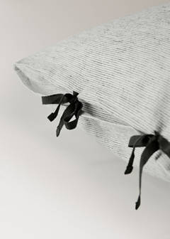 Two cotton-linen pillowcases with tie closures 50x75 cm — Grey 2
