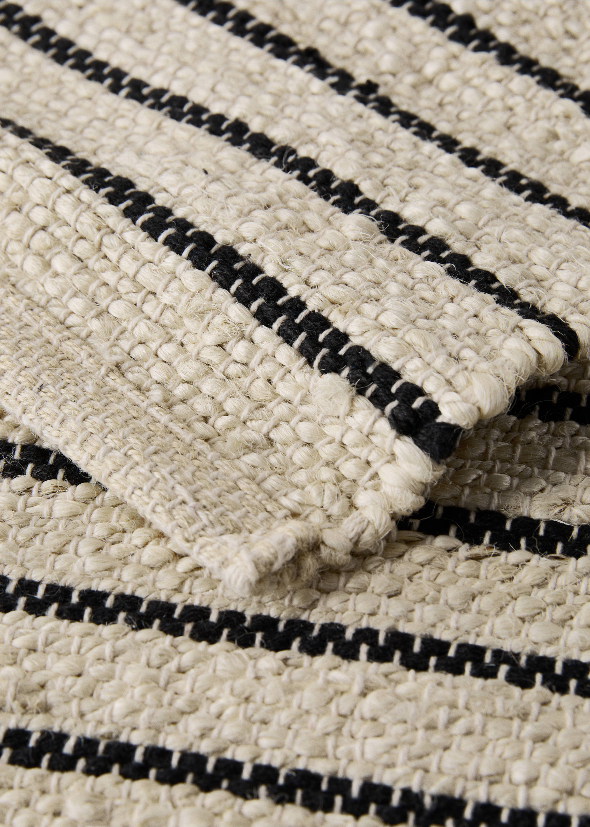 Jute stripe rug - Details of the article 3, Ecru. Ref: 27023275-00.