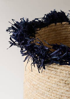 Small basket with fringe detail — Indigo Blue 2