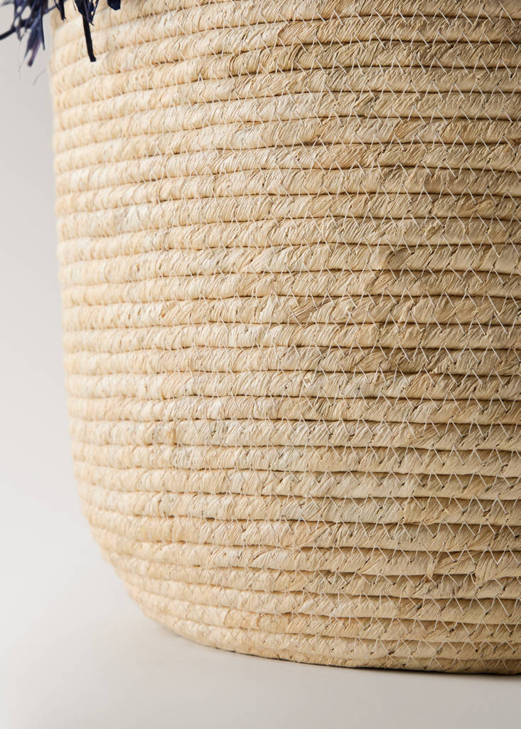 Small basket with fringe detail — Indigo Blue