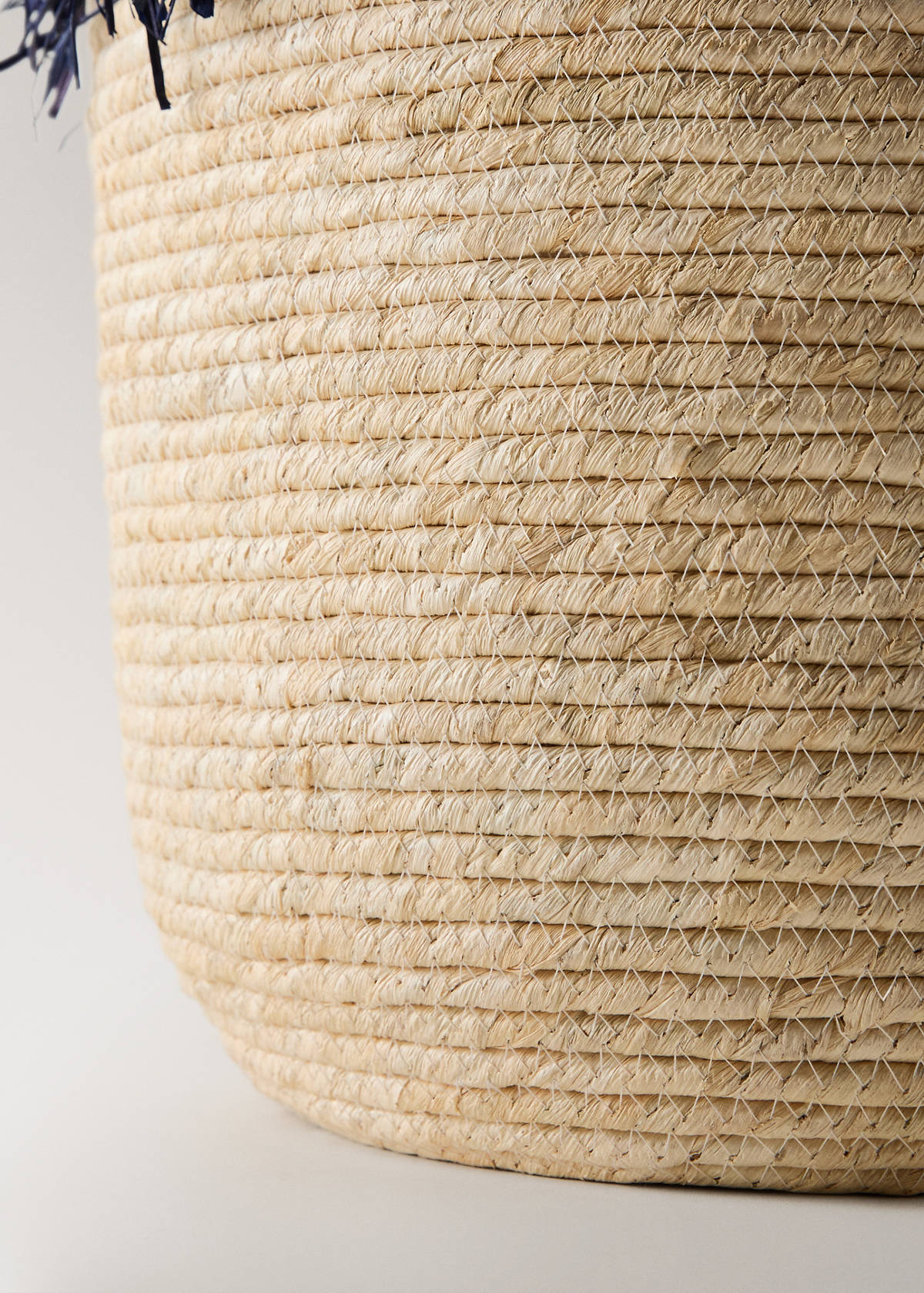 Small basket with fringe detail — Indigo Blue