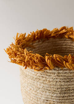 Small basket with fringe detail — Dark Orange 2