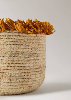 Small basket with fringe detail — Dark Orange 3