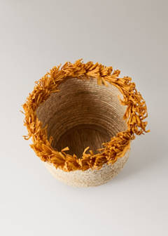 Small basket with fringe detail — Dark Orange 4