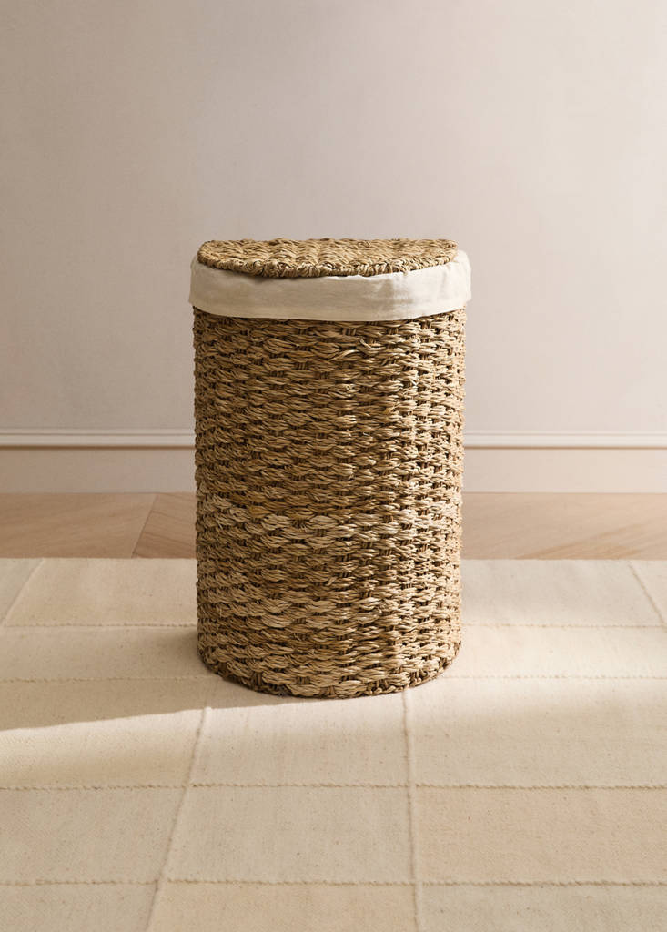 Half-moon woven interior basket — Brown