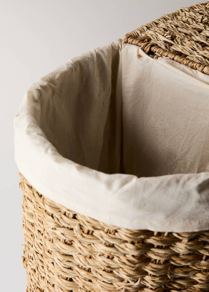 Half-moon woven interior basket — Brown