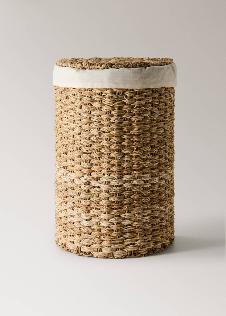 Half-moon woven interior basket — Brown