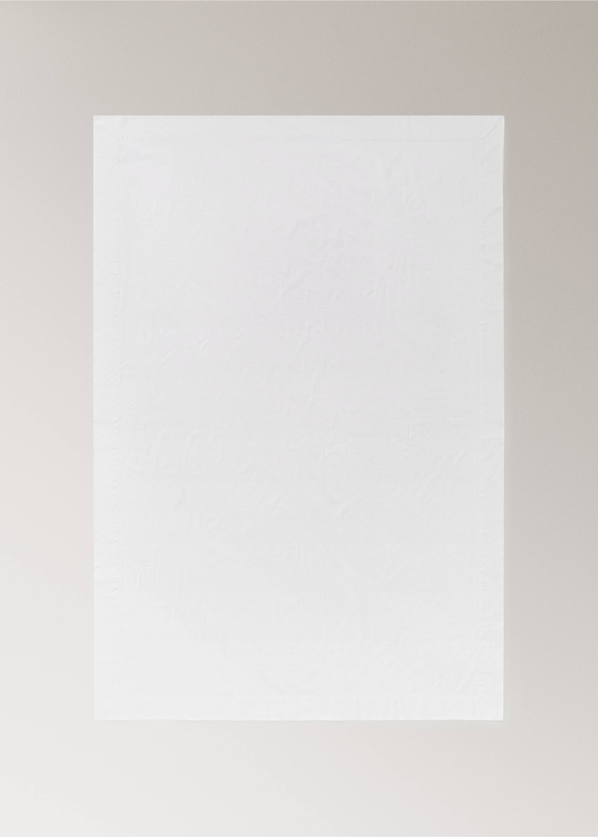 Round cotton tablecloth with hemstitch detail - Details of the article 3, White. Ref: 27023282-00.