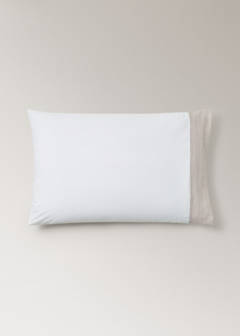 Two washed cotton pillowcases with linen border 50x75cm — Sand 4