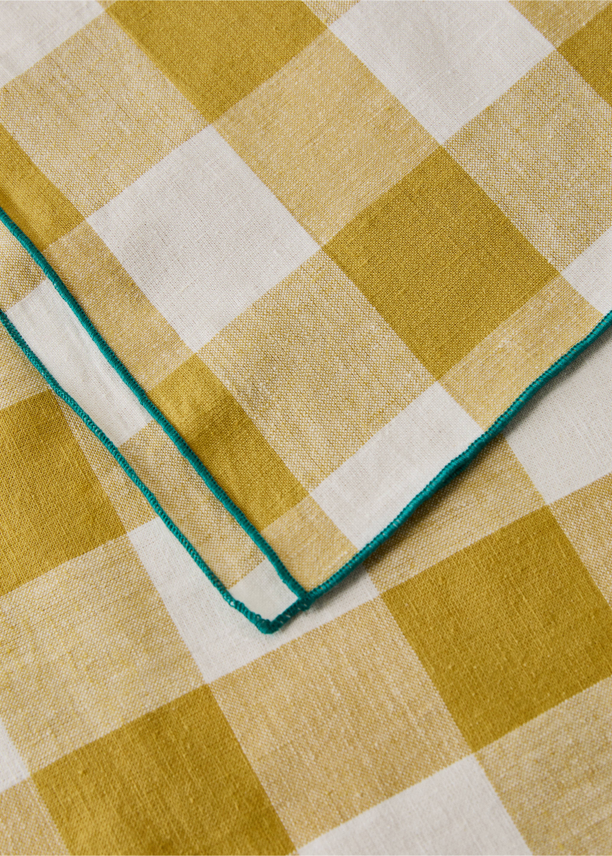 Toalha de mesa de algodão e linho quadrados vichy para 8 a 10 pessoas - Pormenor do artigo 2, Amarelo. Ref: 27023292-00.